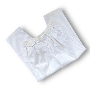 Classic White Pleated Corduroy Pants